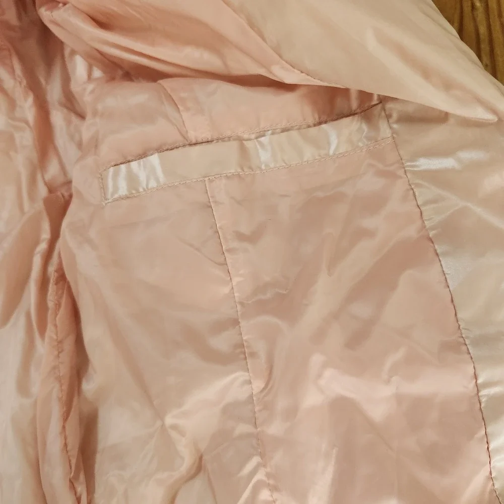 Lands End Full Double Zip Down Puffer Jacket Coat Women's XS Metallic Pink‎ Snow